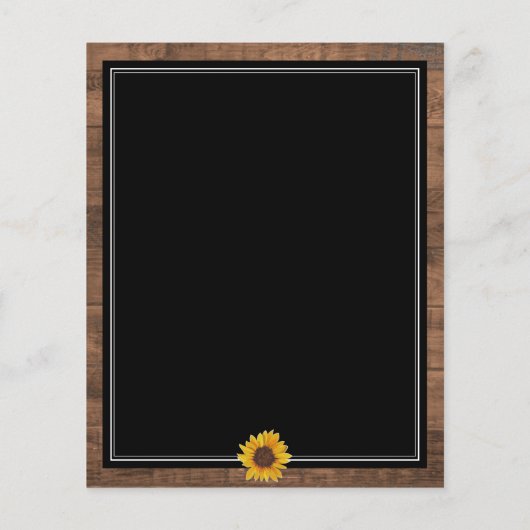 Rustikale Sonnenblumen Monogram Wood Wedding Einla (Rückseite)
