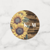 Rustikale Sonnenblumen-Monogramm-Hochzeit Konfetti (Klein Vorderseite)