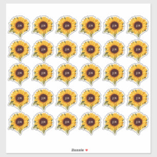 Rustikale Sonnenblumen-Monogramm-Umschlag-Siegel-A Aufkleber