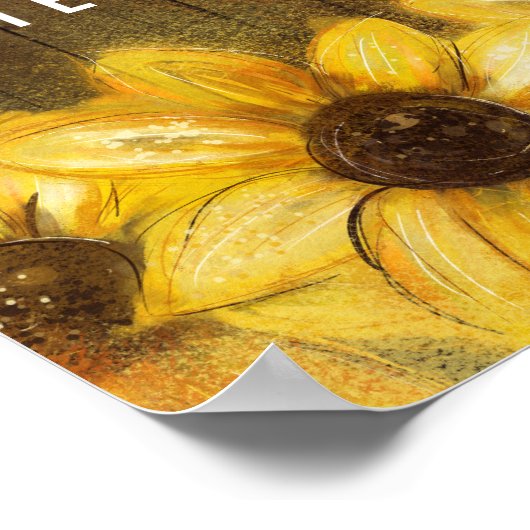 Rustikale Sonnenblumen Monogramm Willkommen bei de Poster (Ecke)