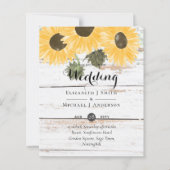 Rustikale Sonnenblumen Moos Grüne Blätter Hochzeit (Vorderseite)