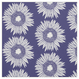 Rustikale Sonnenblumen Muster Blau und Weiß Blumen Stoff