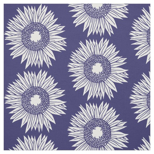 Rustikale Sonnenblumen Muster Blau und Weiß Blumen Stoff (Muster)