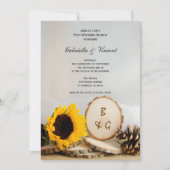 Rustikale Sonnenblumen Naturwald nach Hochzeitstag Einladung (Vorderseite)