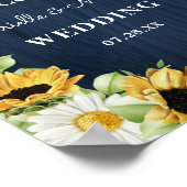 Rustikale Sonnenblumen Navy Blauer Wald Hintergrun Poster (Ecke)