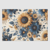 Rustikale Sonnenblumen Navy Blue Daisies Decoupage Seidenpapier (Vorderseite)