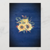 Rustikale Sonnenblumen Navy Blue Jar Lights Hochze Einladung (Rückseite)