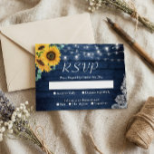 Rustikale Sonnenblumen Navy Blue String Lights Hoc RSVP Karte
