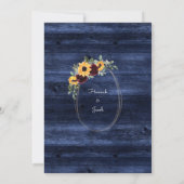 Rustikale Sonnenblumen Navy Blue String Lights Hoc Save The Date (Rückseite)