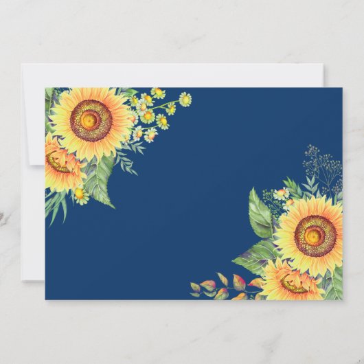 Rustikale Sonnenblumen Navy Blue Wedding Save the  Date (Rückseite)