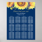 Rustikale Sonnenblumen Navy Blue Wedding Seating C Poster (Vorne)