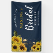 Rustikale Sonnenblumen, Navy & Gold Brautparty Banner (Vertikal)
