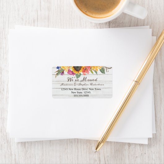 Rustikale Sonnenblumen - Neue | Änderung der Ansch Adressaufkleber (Insitu)