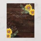 Rustikale Sonnenblumen Olivenbäume Blätter Hochzei (Rückseite)