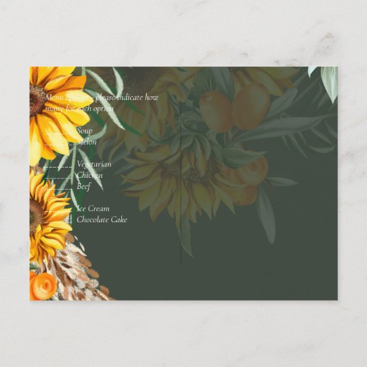 Rustikale Sonnenblumen Pampas Grass Wedding Postkarte (Rückseite)