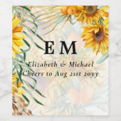 Rustikale Sonnenblumen Pampas Grass Wedding Weinetikett (Einzelnes Label)