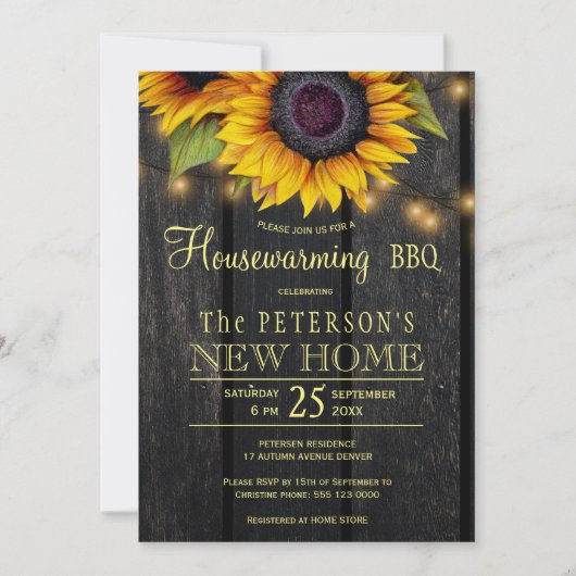 Rustikale Sonnenblumen Party Einladung (Vorderseite)