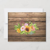 Rustikale Sonnenblumen Peonies Barnwood Foto Sweet Einladung (Rückseite)