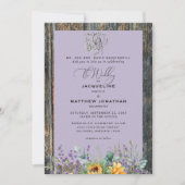 Rustikale Sonnenblumen Pferde Lavender Wedding Inv Einladung (Vorderseite)