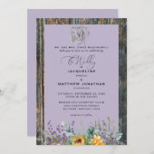 Rustikale Sonnenblumen Pferde Lavender Wedding Inv Einladung (Vorne/Hinten)