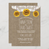 Rustikale Sonnenblumen Pomanders Lace & Burlap Wed Einladung (Vorne/Hinten)