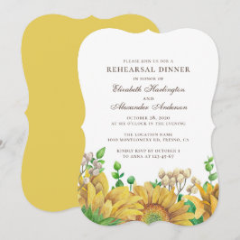 Rustikale Sonnenblumen Probe Abendessen. Blumenkoh Einladung