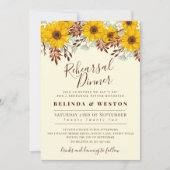 Rustikale Sonnenblumen Probe Abendessen Einladung (Vorderseite)