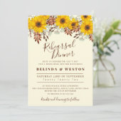 Rustikale Sonnenblumen Probe Abendessen Einladung (Stehend Vorderseite)