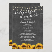 Rustikale Sonnenblumen Probe Chalkboard Abendessen Einladung (Vorne/Hinten)