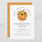 Rustikale Sonnenblumen Pumpkin Erntedank Dinner Einladung (Vorne/Hinten)