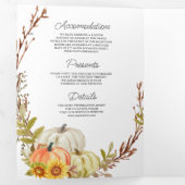 Rustikale Sonnenblumen Pumpkin QR Code Hochzeit Dreifach Gefaltete Einladung (Innen Erste Seite)