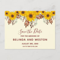 Rustikale Sonnenblumen Pumpkin Save the Date Postc