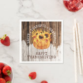 Rustikale Sonnenblumen Pumpkin Wood Erntedank Serviette (Beispiel)