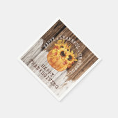 Rustikale Sonnenblumen Pumpkin Wood Erntedank Serviette (Ecke)