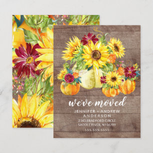 Rustikale Sonnenblumen Pumpkins Bewegende Ankündig Einladung