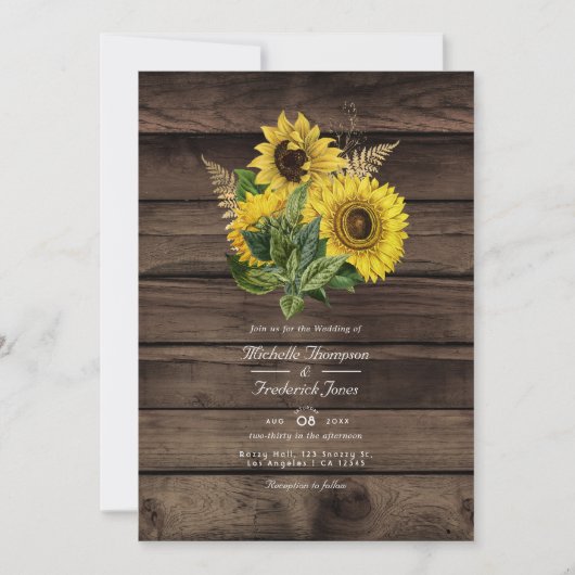 Rustikale Sonnenblumen QR Code UAWG Country Weddin Einladung (Vorderseite)