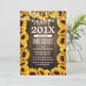 Rustikale Sonnenblumen-Rahmen-Blumenstuhlparty Einladung (Stehend Vorderseite)