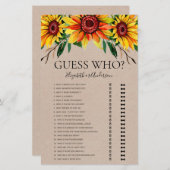 Rustikale Sonnenblumen raten, wer Brautparty-Spiel (Vorne/Hinten)