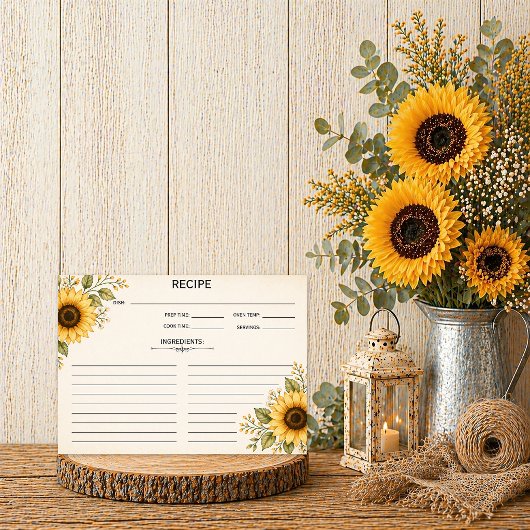 Rustikale Sonnenblumen Rezeptkarten |