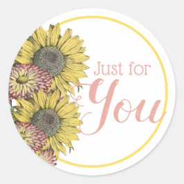 Rustikale Sonnenblumen Rosa Gelb Danke Runder Aufkleber