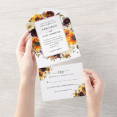 Rustikale Sonnenblumen Rose Burgundy Fall Blumenho All In One Einladung (Abreißen)