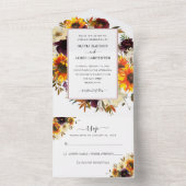 Rustikale Sonnenblumen Rose Burgundy Fall Blumenho All In One Einladung (Innen Boden)