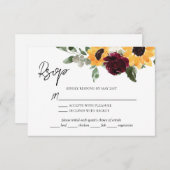 Rustikale Sonnenblumen-Rose, die nach Wahl essen RSVP Karte (Vorne/Hinten)
