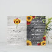 Rustikale Sonnenblumen-Rose DIY Folded Wedding Pro (Stehend Vorderseite)