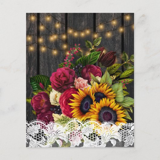 Rustikale Sonnenblumen Rose Einladung Flyer (Hinten)