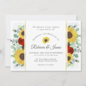 Rustikale Sonnenblumen Rose Grüne Hochzeit Einladu Einladung (Vorderseite)