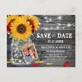 Rustikale Sonnenblumen Rose Hochzeit Foto Save the Ankündigungspostkarte (Vorderseite)
