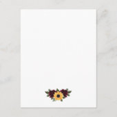 Rustikale Sonnenblumen-Rose Hochzeitsdetails Begleitkarte (Rückseite)