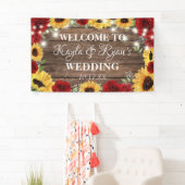 Rustikale Sonnenblumen-Rose Holz Hintergrund Hochz Banner (Insitu)
