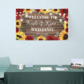 Rustikale Sonnenblumen-Rose Holz Hintergrund Hochz Banner (Messeveranstaltung)